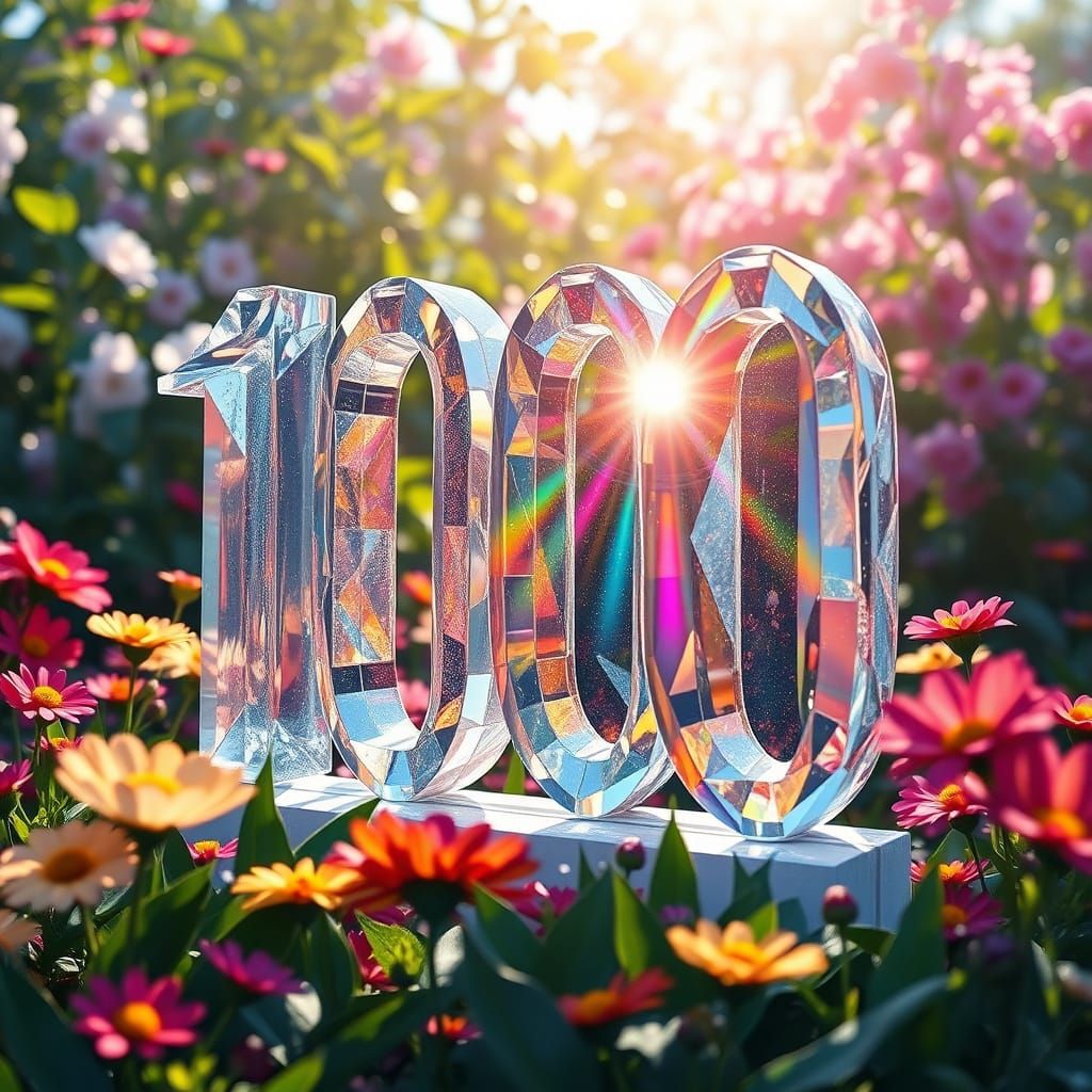 Crystalline Number in Garden with Rainbow Flares