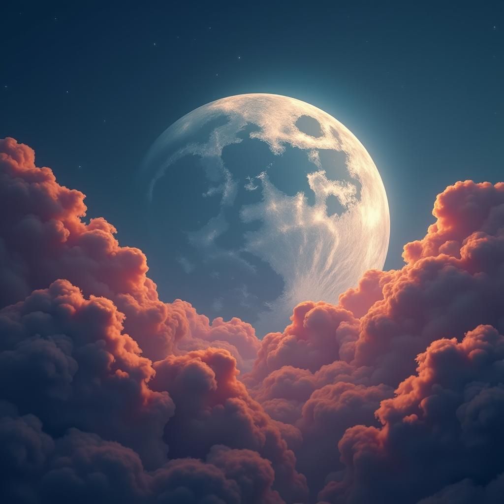 Ethereal Moon in Indigo Sky: Matte Painting
