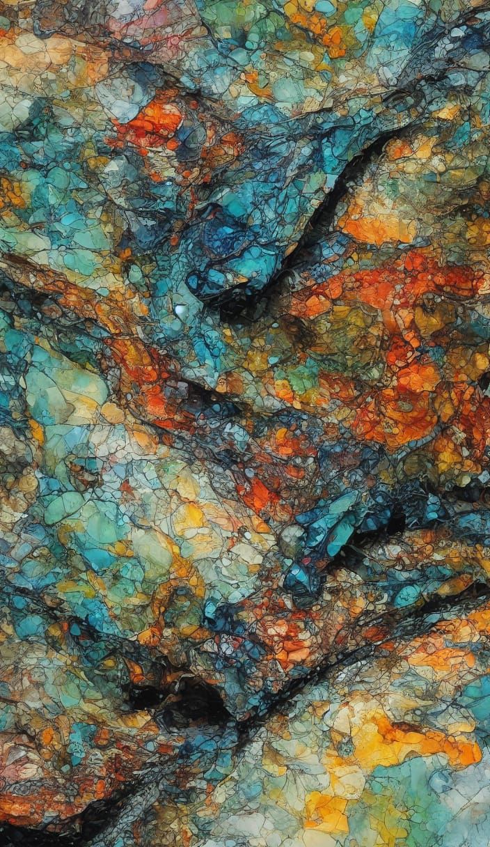 Abstract Textile Art with Poison Dart Frog Colors