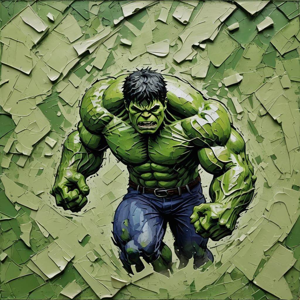 Incredible Hulk as Impasto Painting