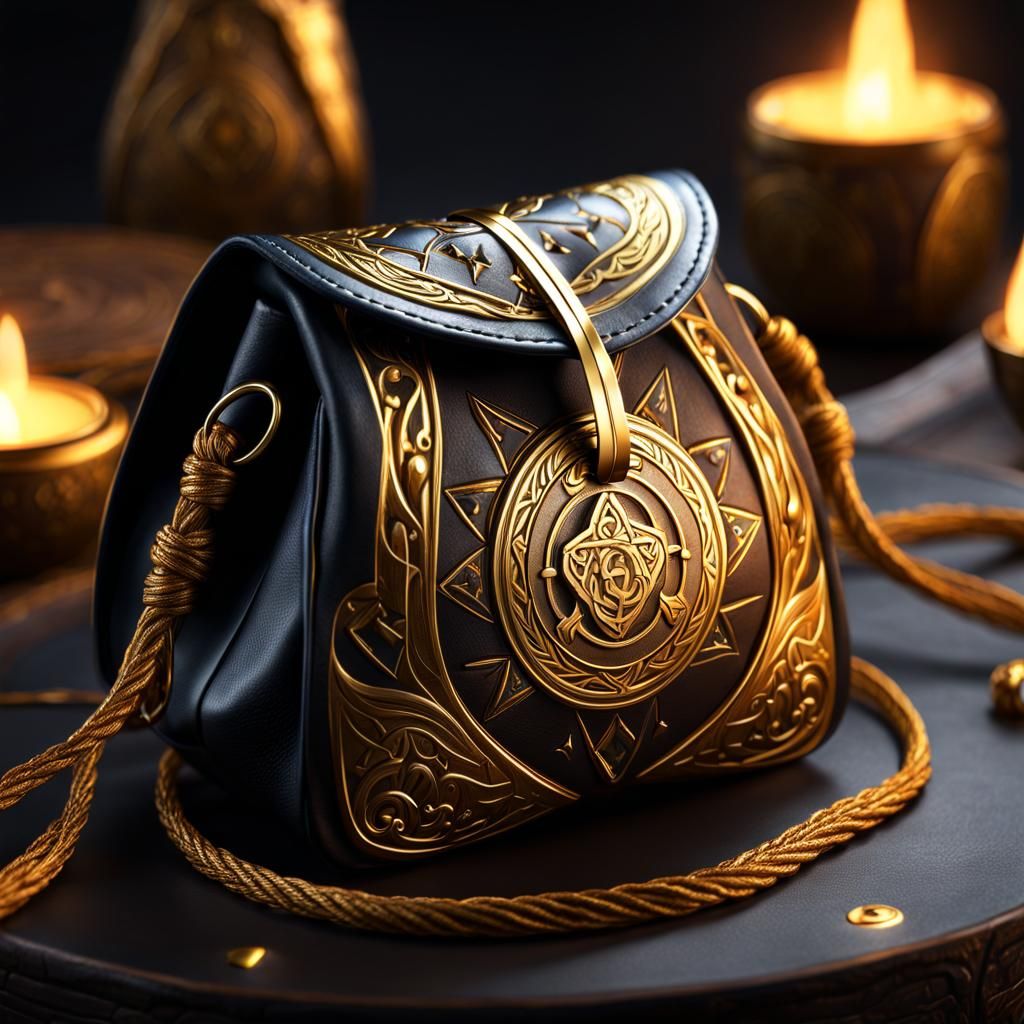 Golden Rune Pouch in D&D Artwork Style