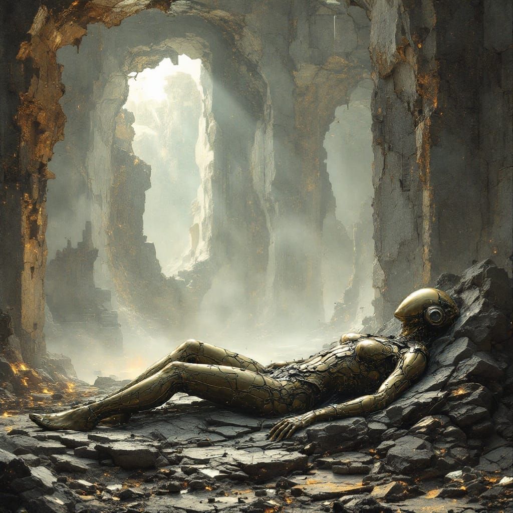 Forgotten Herald in Oxidized Bronze and Ash-Grey Tones