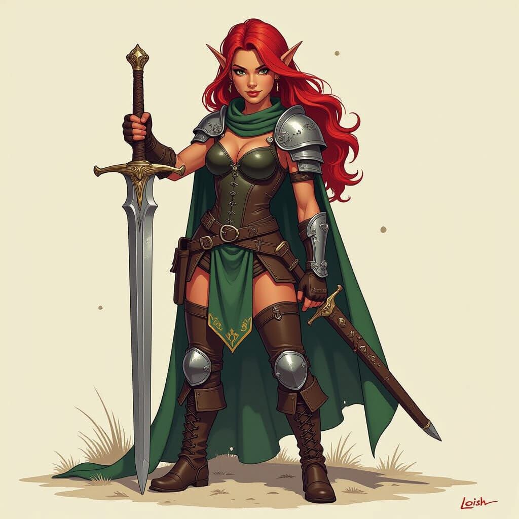 Heroic Tiefling Warrior in Dynamic Fantasy Art Style