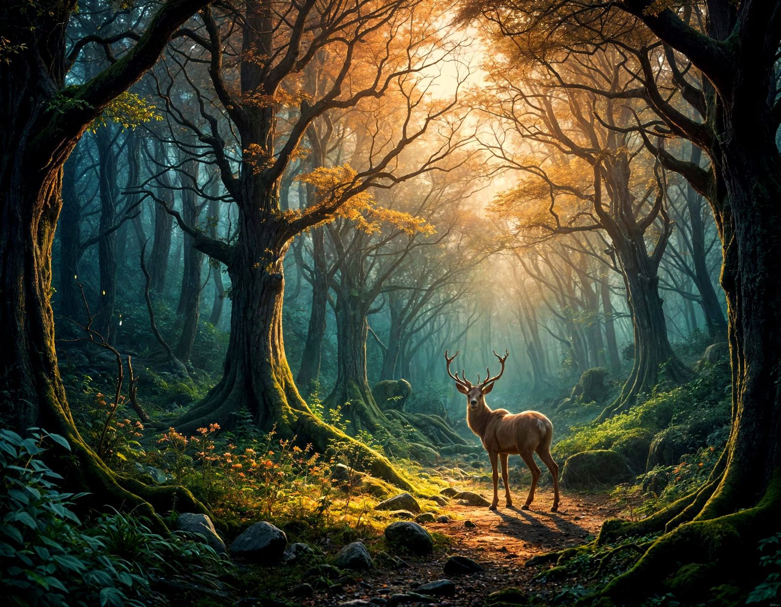 Enchanting Elven Forest with Ethereal Glow