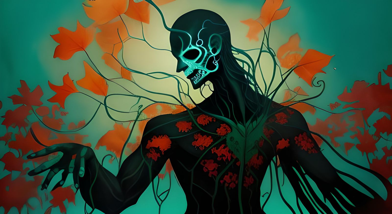 Whimsical Watermelon Man Dancing in Moonlight Shadows