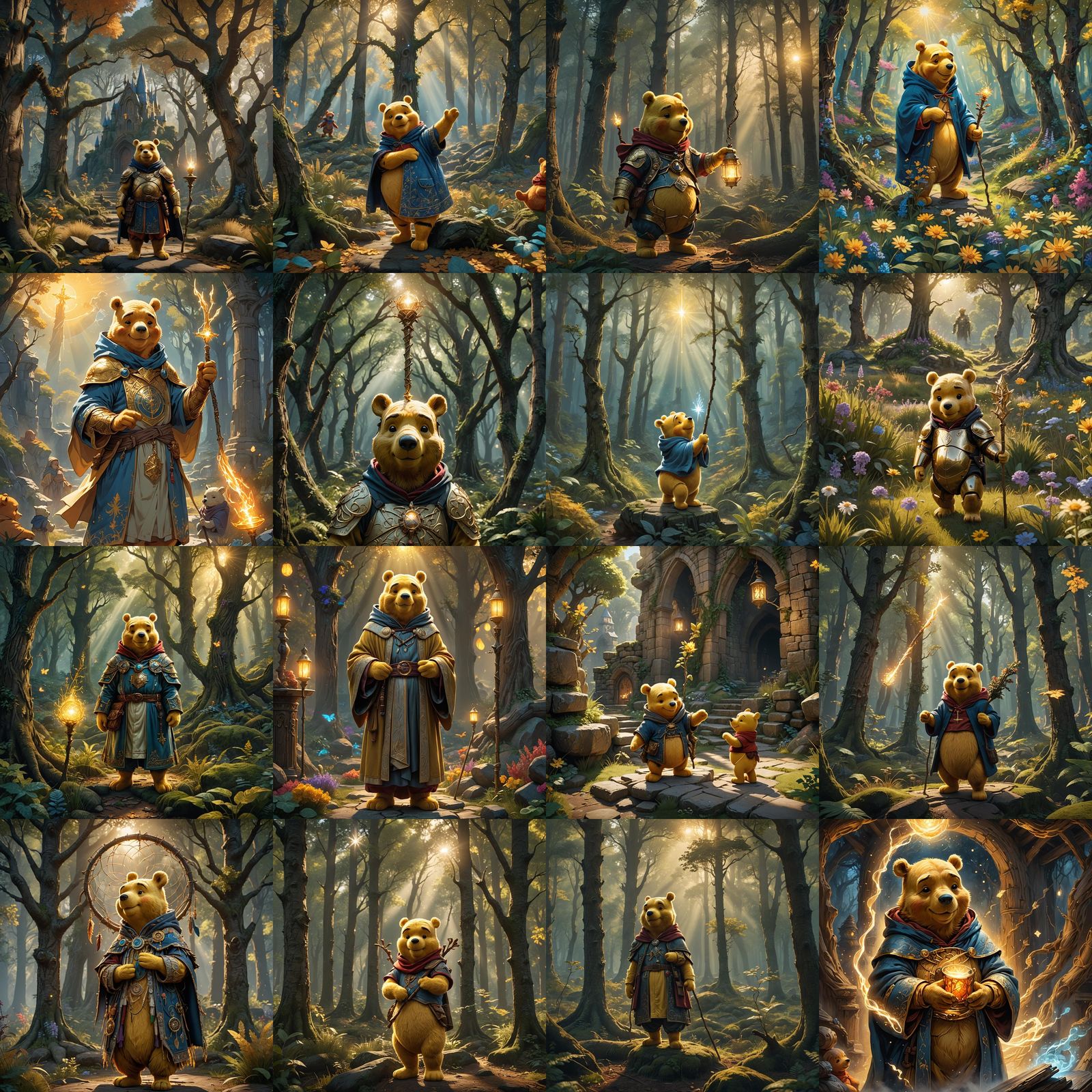 Winnie the Pooh as Cleric in Unreal Engine Style