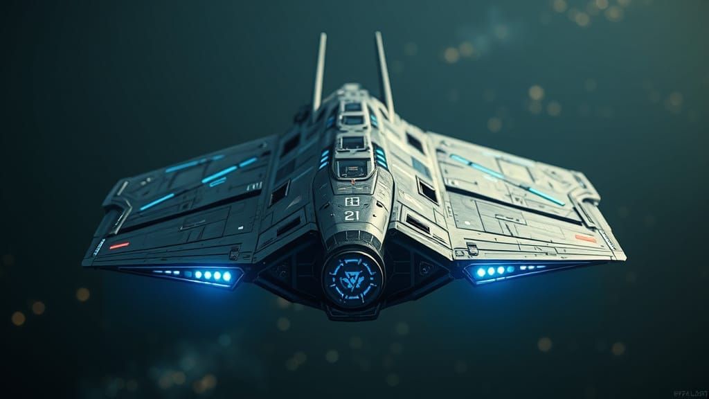 Sleek Starship Concept Art in Cinematic Style
