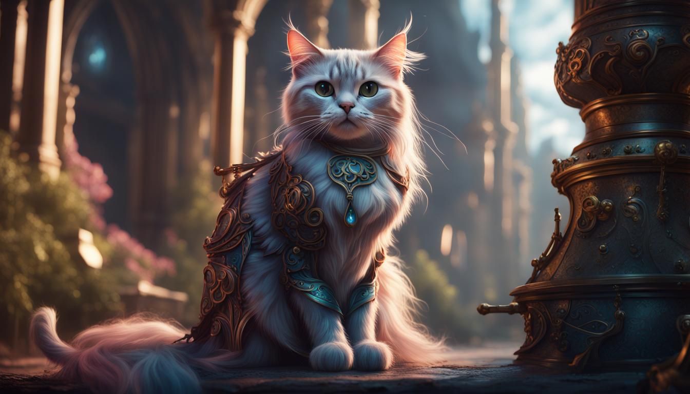 Fantastical Princess Cat in Detailed Matte Painting