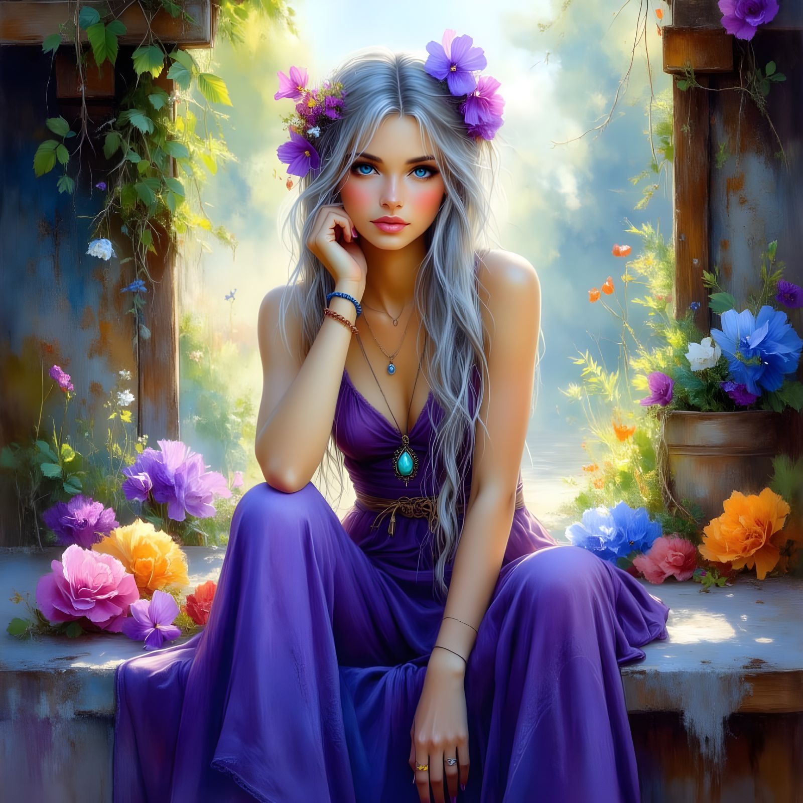 Norse Goddess Portrait in Bohemian Style