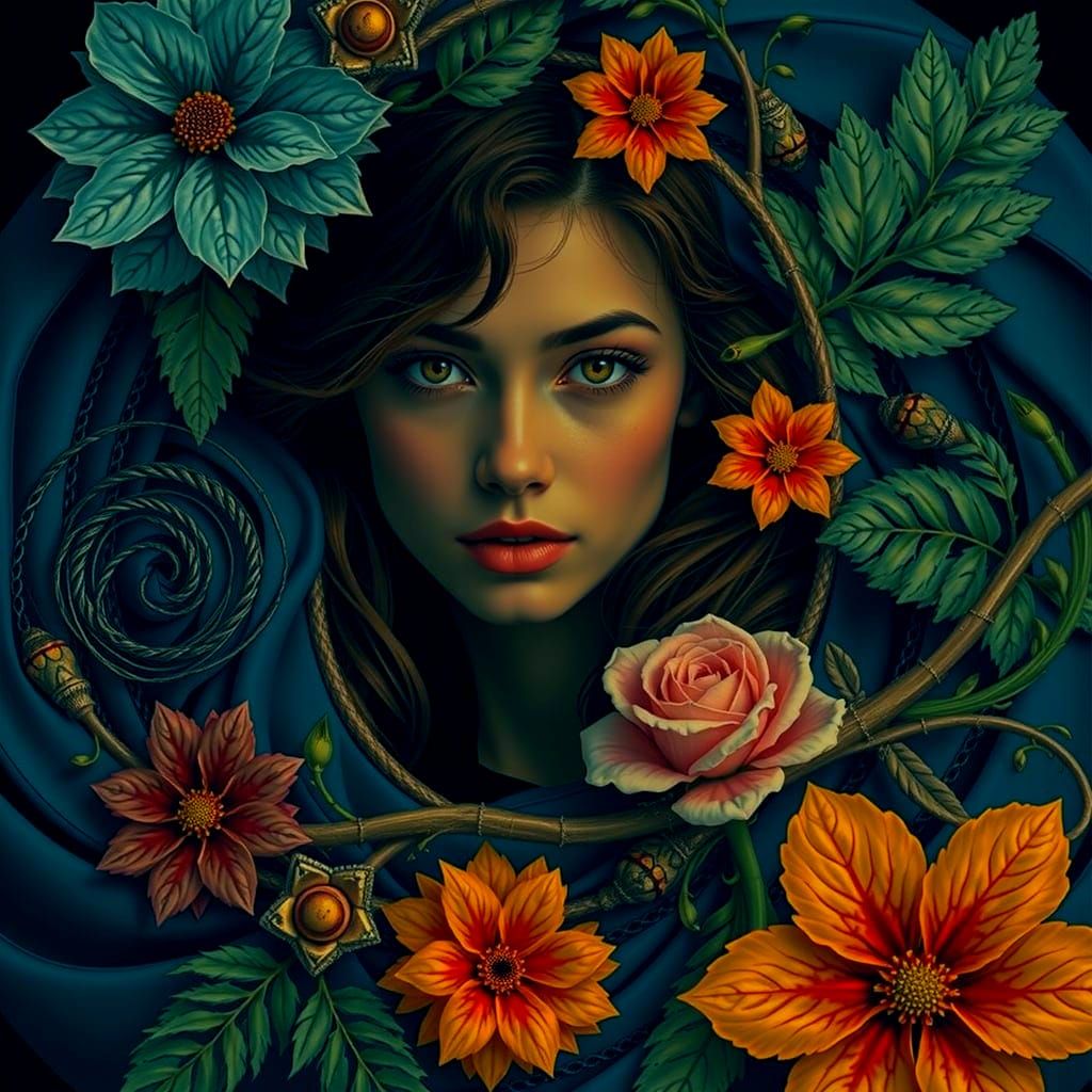 Abstract Red Spirals and Vortex Patterns