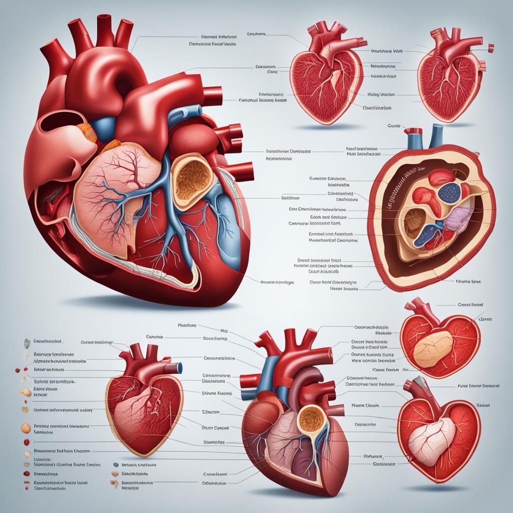Detailed Medical Illustrations of a Human Heart