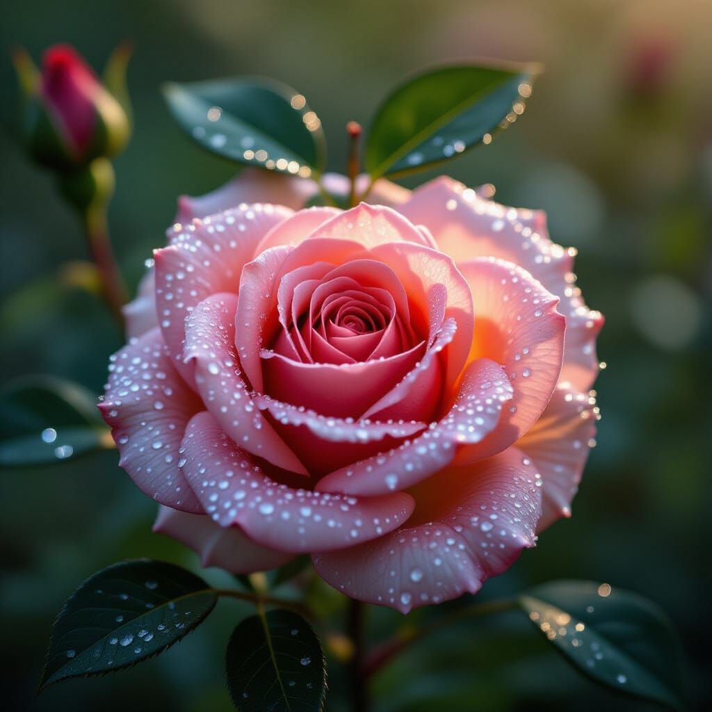 Glowing Spider Silk Rose in Crystal Apple