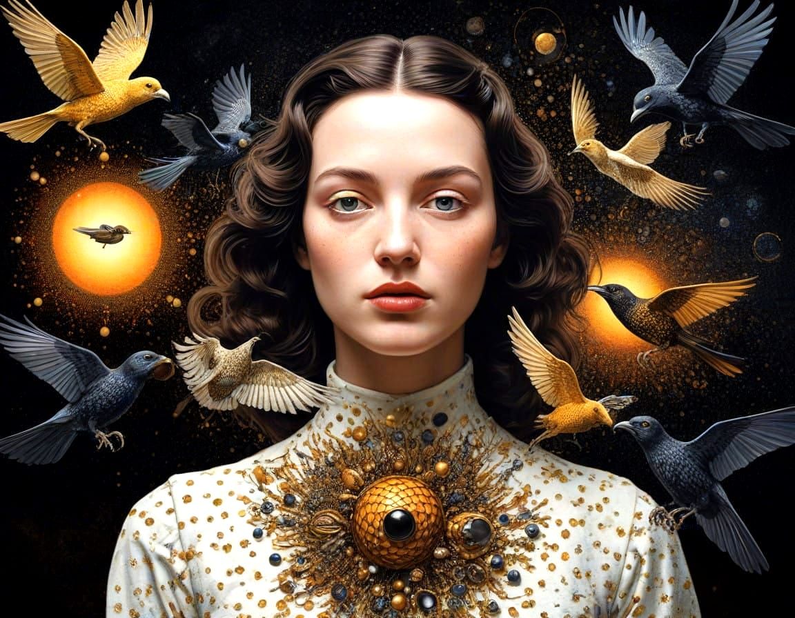 Surrealist Honey Hive Scene in Digital Pointillism