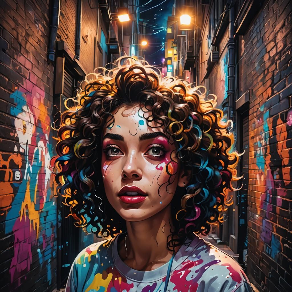 Vibrant Street Art Girl in Pop Art Style