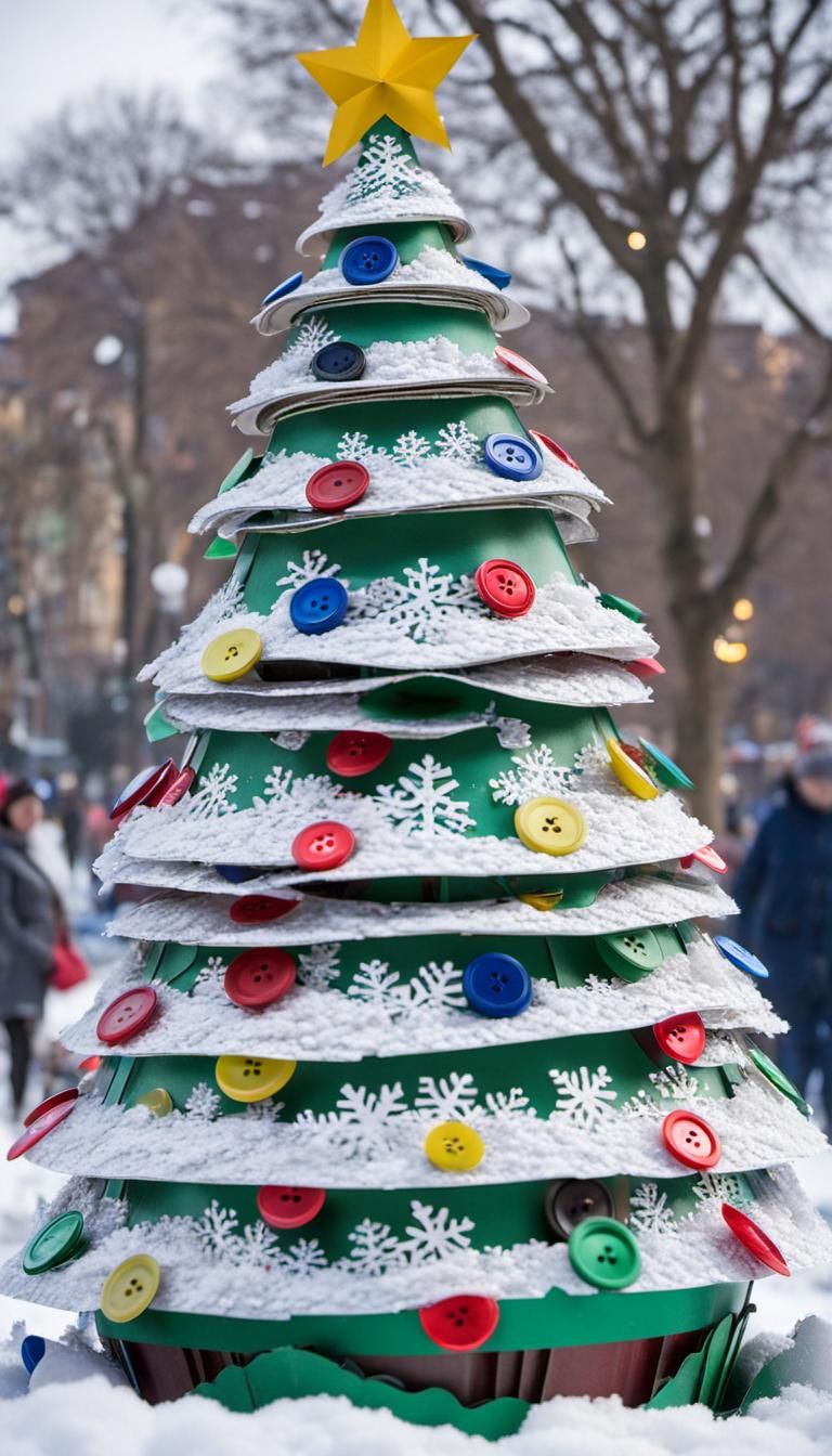 Giant Christmas Tree Made of Recycled Paper Cups