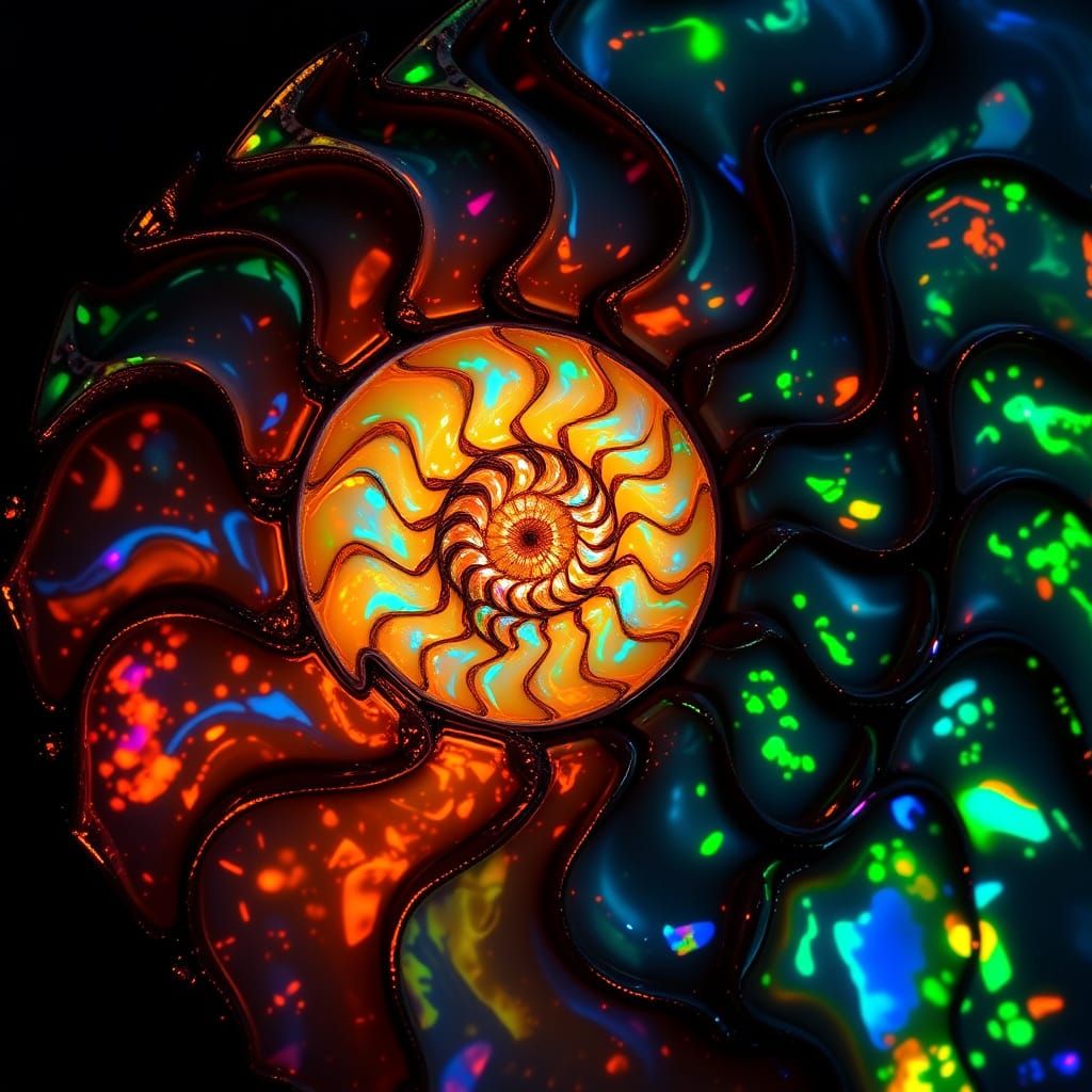 Fractals in Nature: Swirling Ammonite Shells with Opaline Hu...