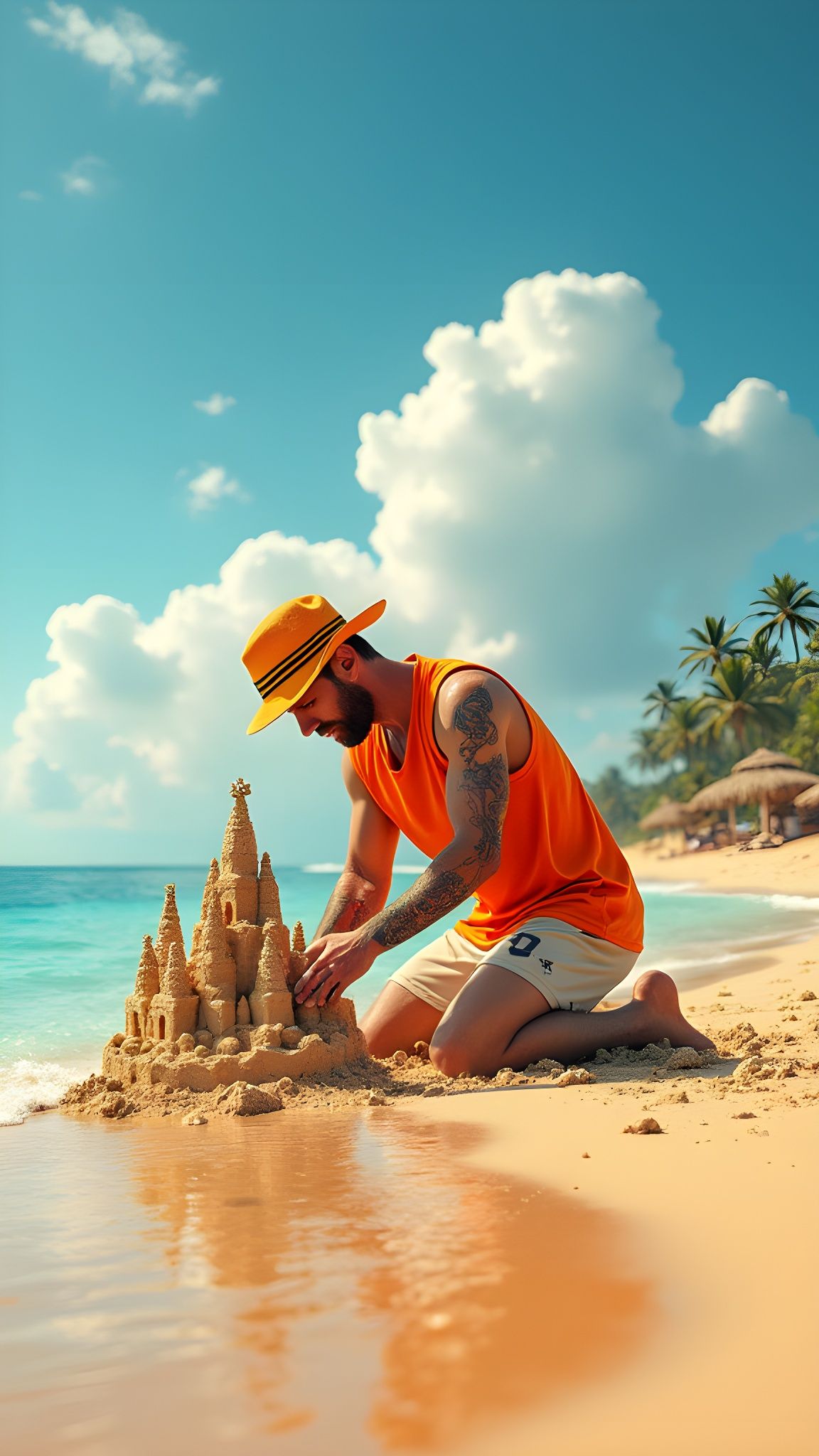 Messi's Sandcastle Disaster: Fantasy Concept Art