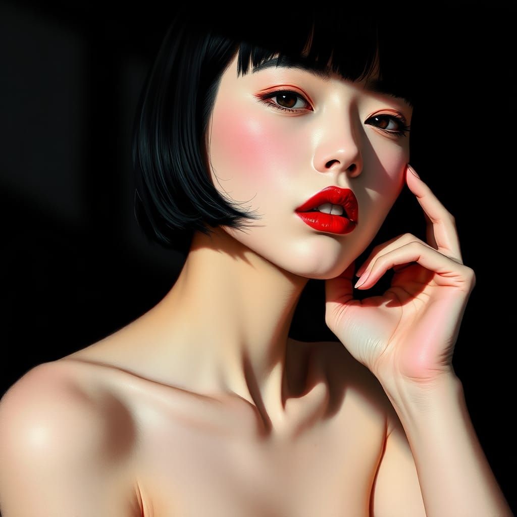 Moa Kikuchi Portrait with Carne Griffiths-esque Inking