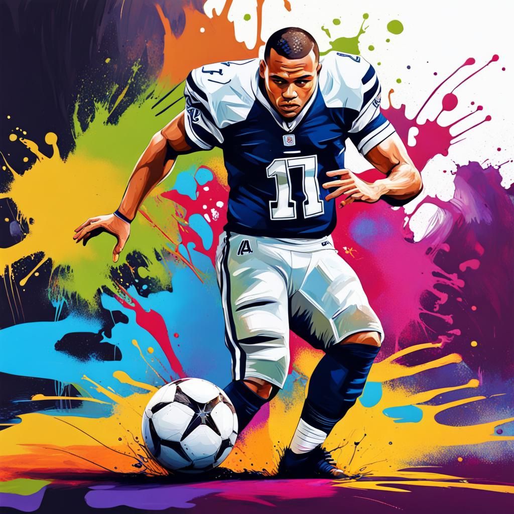Dak Prescott Plays Soccer: Graffiti Art Style
