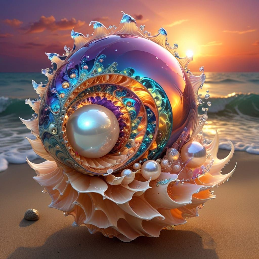 Fractal Shell Harmony in Epic Sunset