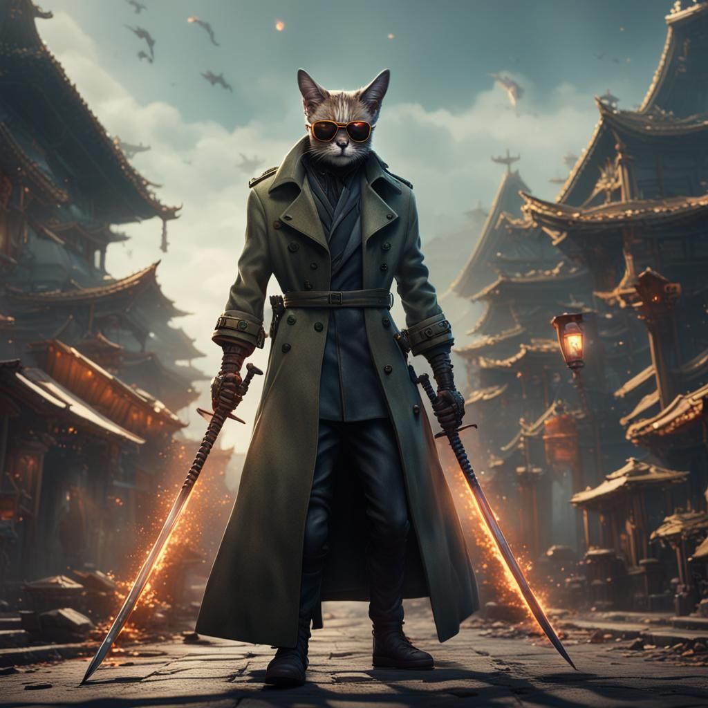 Thri-Kreen Assassin with Katanas, Fantasy Concept Art