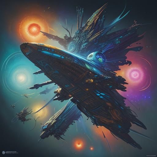 Futuristic Firefly Serenity Spaceship in Outer Space