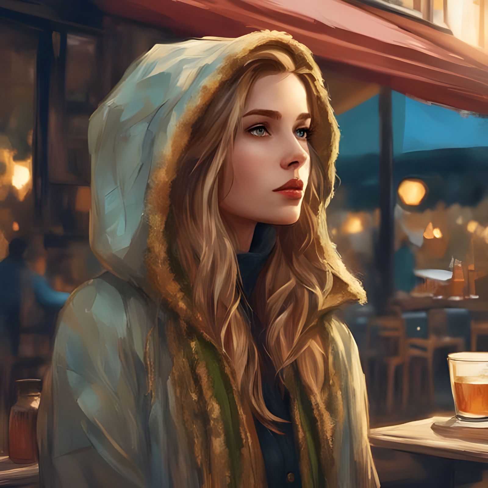 Stunning Swedish Girl in Cafe, Golden Hour
