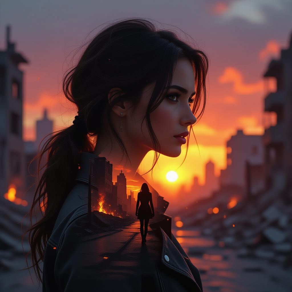 Post-Apocalyptic Silhouette Portrait in Cinematic Style