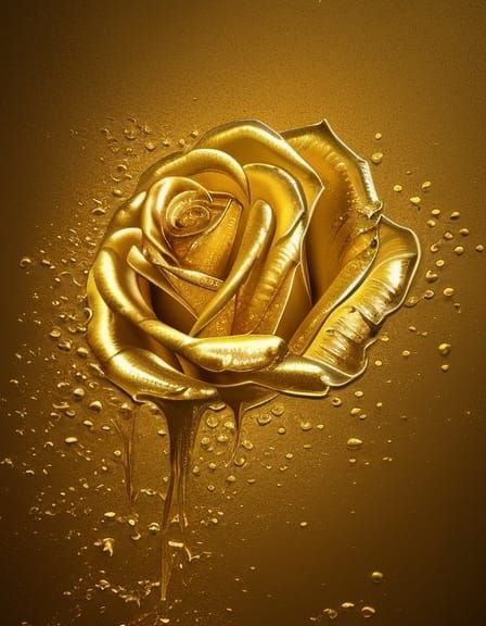 Liquid Gold Rose: Hyperrealistic Embossed Foil Art