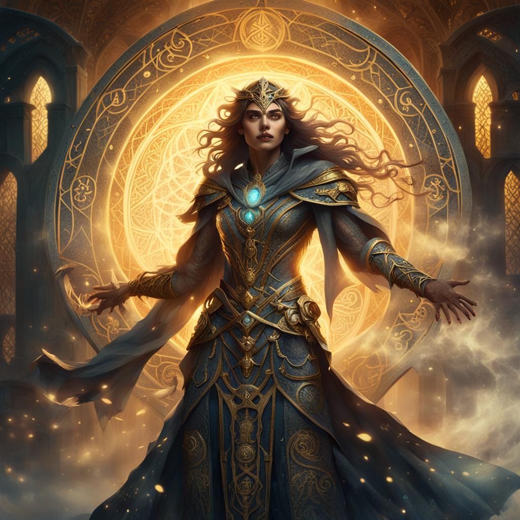 Aasmir Sorceress in Mystical Realm, Art Nouveau Style