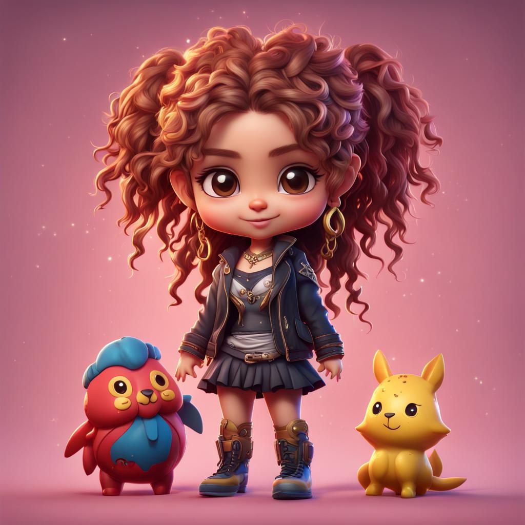 Hyperrealistic Shakira as Cute Chibi Character