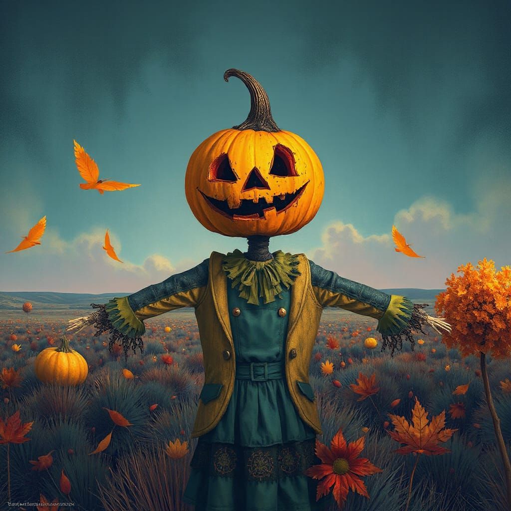 Gloomcore Scarecrow Illustration in Pop Surrealism Style