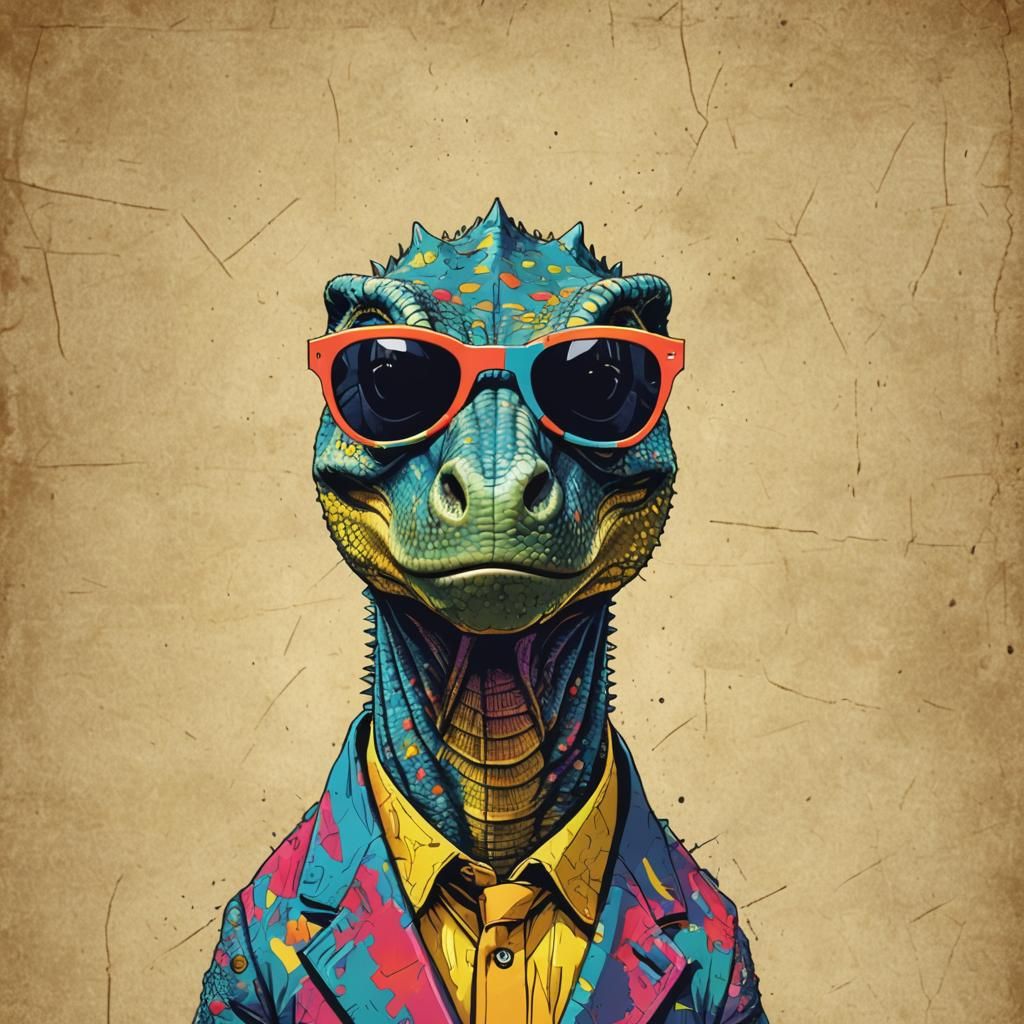 T-Rex with Sunglasses in Pop Art Style