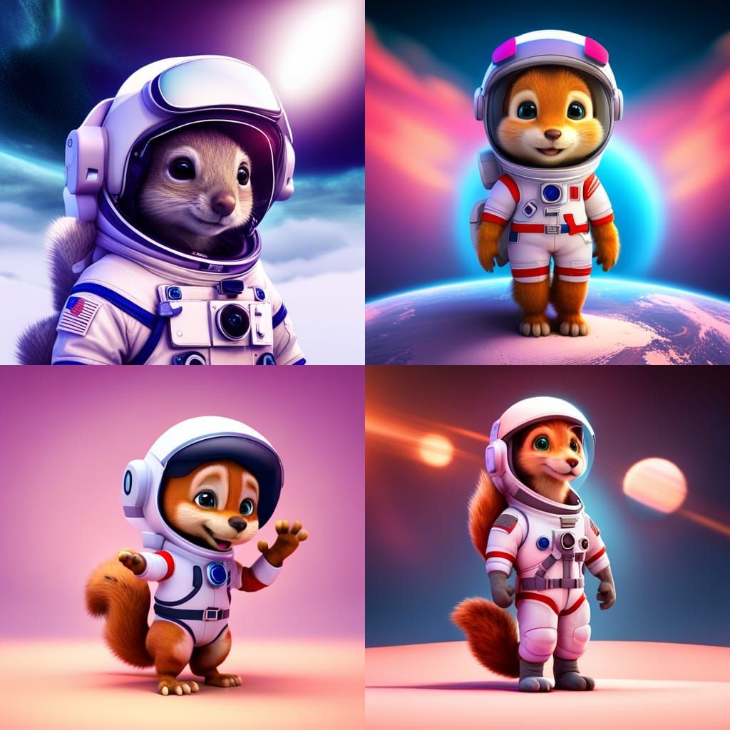 Astronaut Squirrel: Pixar-Style 3D Digital Art