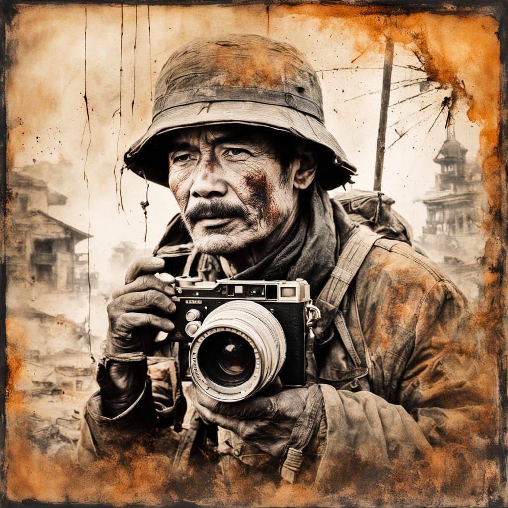 Wartime Photojournalist Portrait in Daguerreotype Style