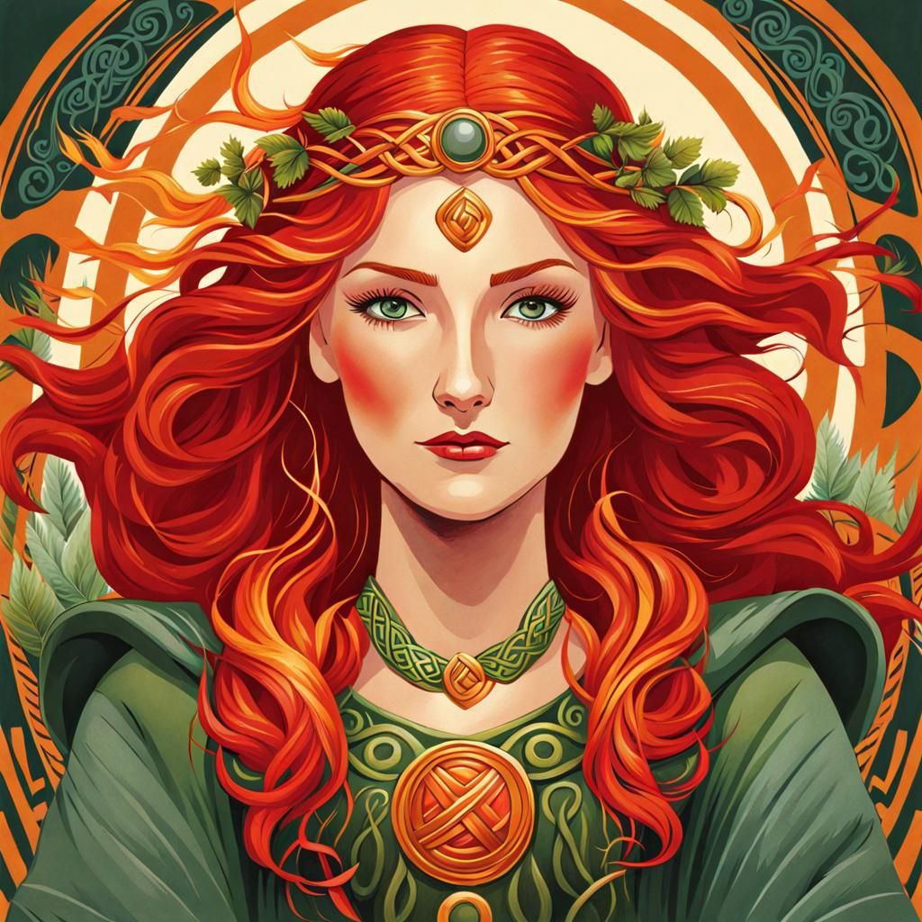 Celtic Goddess Brighid Portrait for Children's Book
