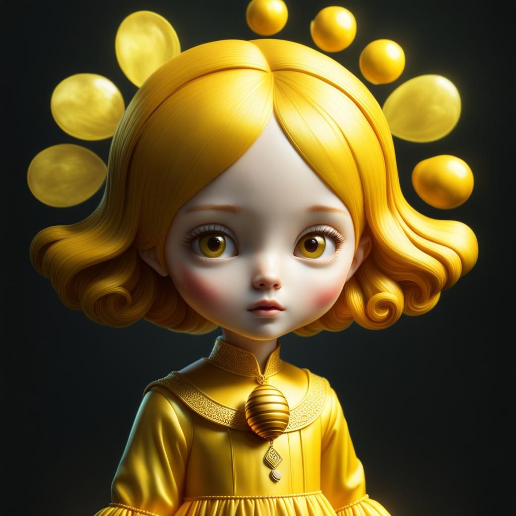 Golden Sunny Portrait in Storybook Style