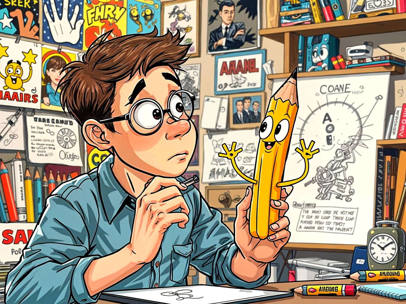 Illustrator Amazed As Pencil Transforms Into Cartoon Charact...