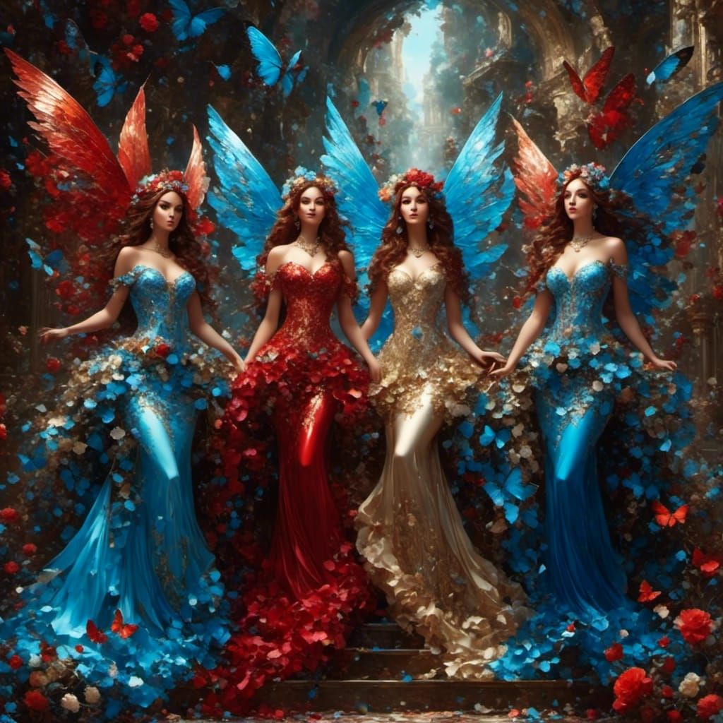 Four Beautiful Fairies with Varied Appearances