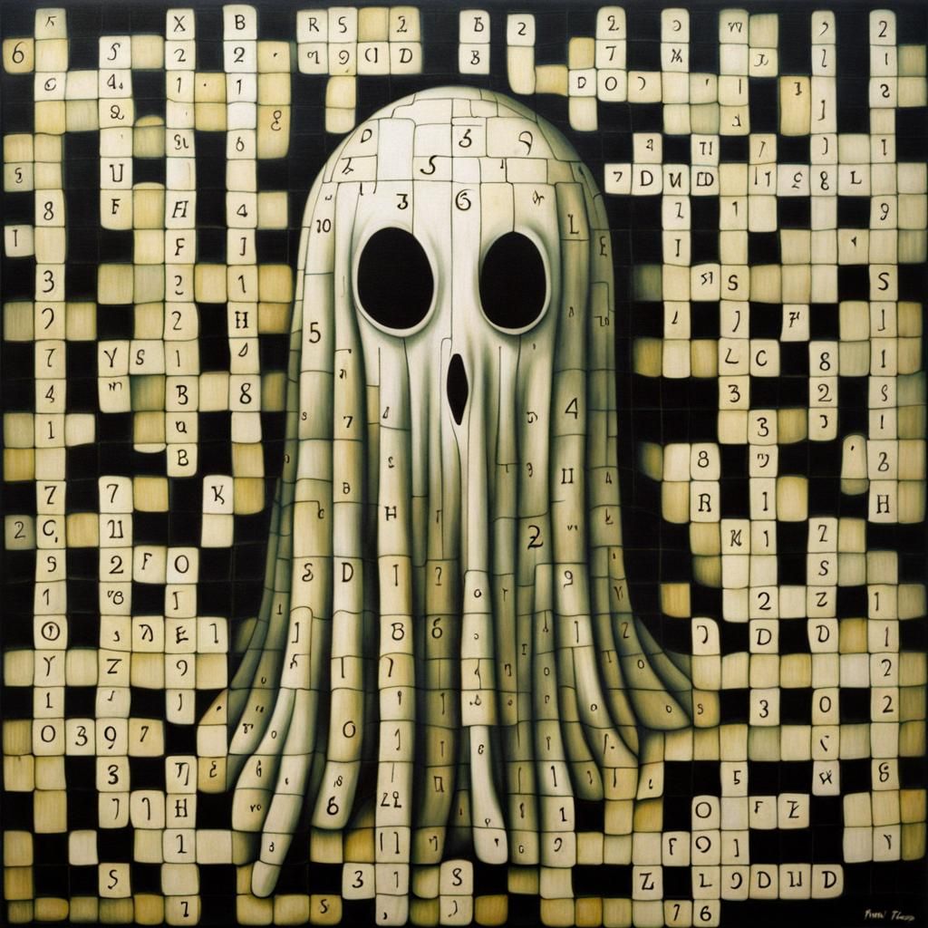 Surreal Crossword Puzzle Ghost in Hyperreal Style