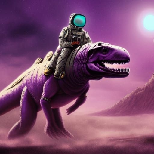 Astronaut Rides T-Rex: Dramatic Concept Art