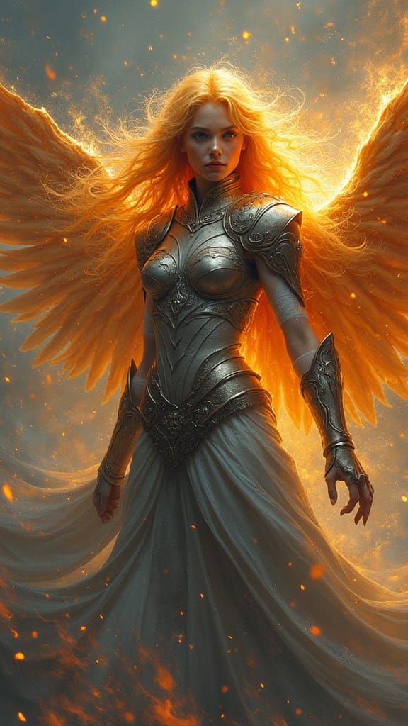Celestial Warrior of Sunfire and Moonlight in Fantasy Art