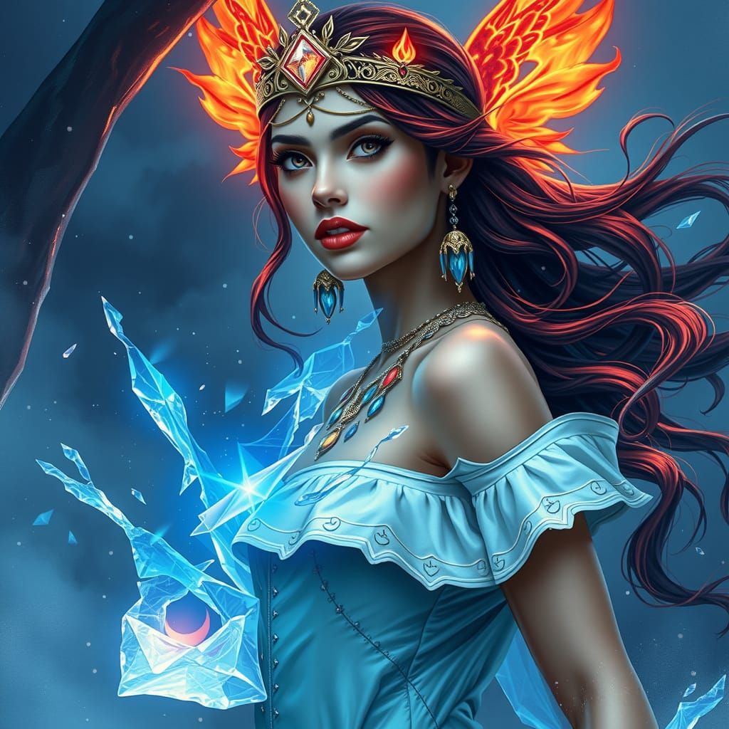 Stunning Elemental Queen: Fire, Storm, and Ice