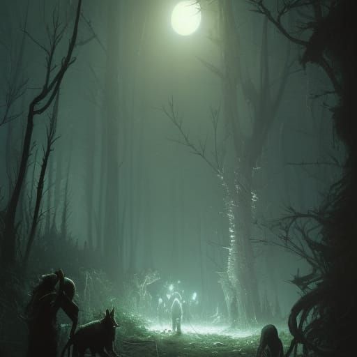 Wererats in Dark Fantasy Forest, Detailed Concept Art