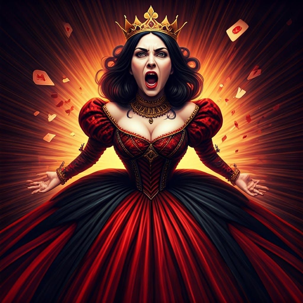 Cyberpunk Queen of Hearts Emerges from Card