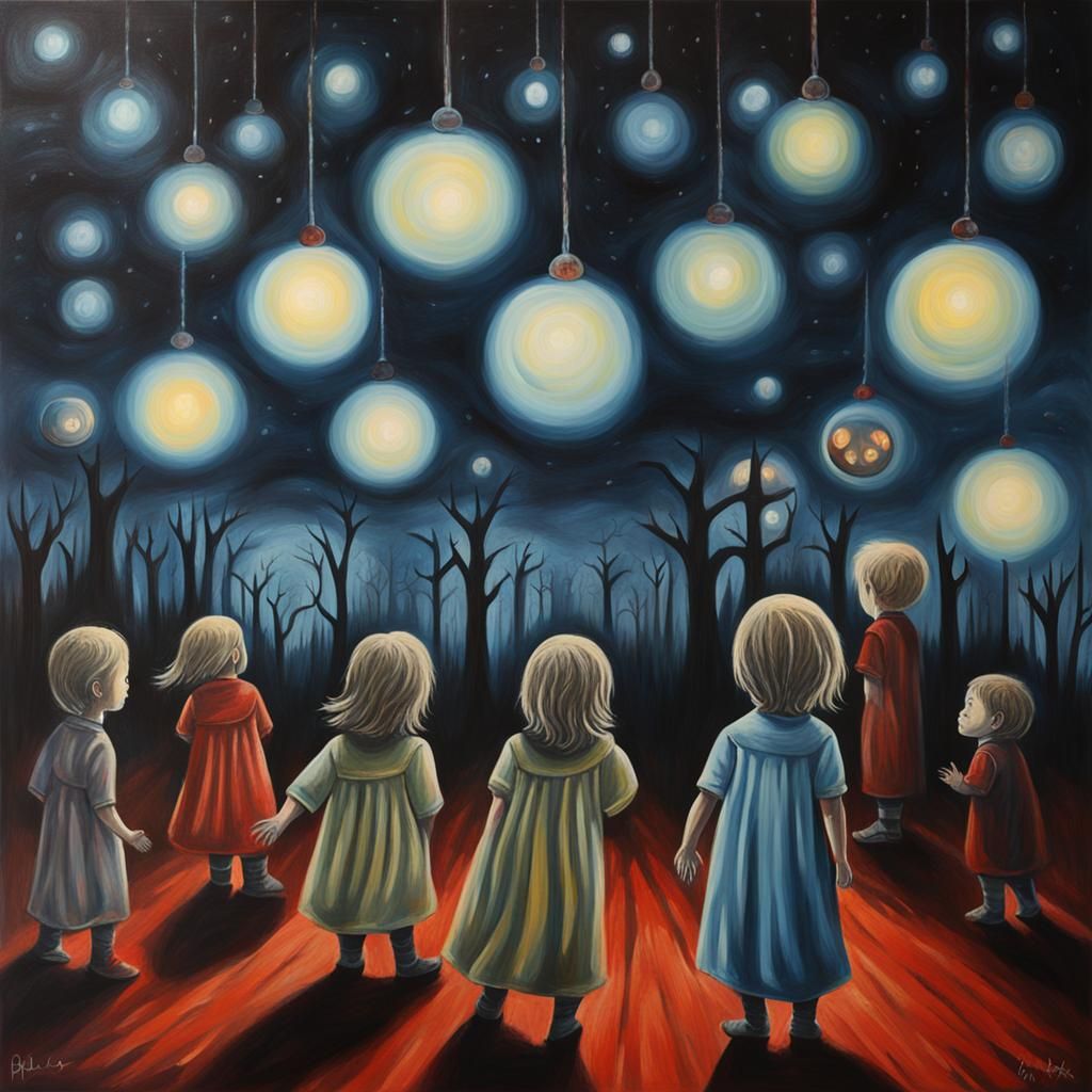 Ethereal Orbs: Souls in a Spirit Realm, Acrylic Horror Art