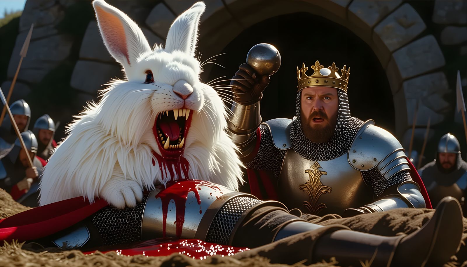 Killer Rabbit of Caerbannog in Dark Fantasy Style