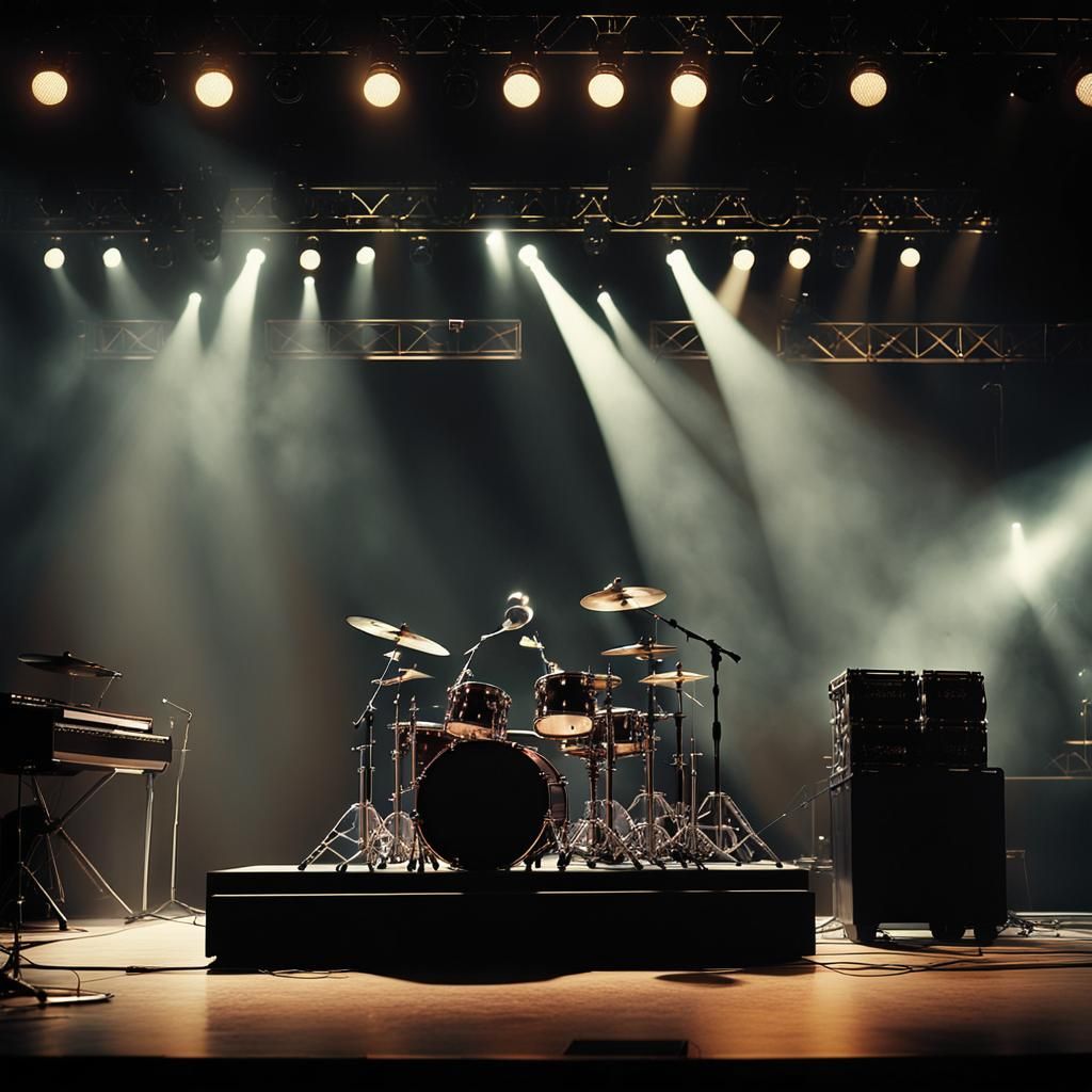 Rock Concert Stage Lit by Spotlights