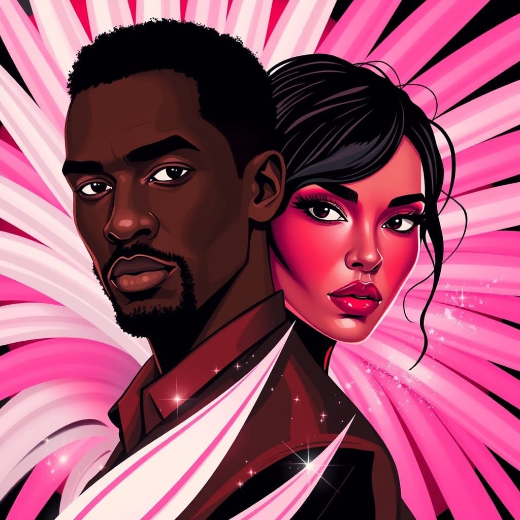 Monochromatic Figures in David Hockney Inspired Style