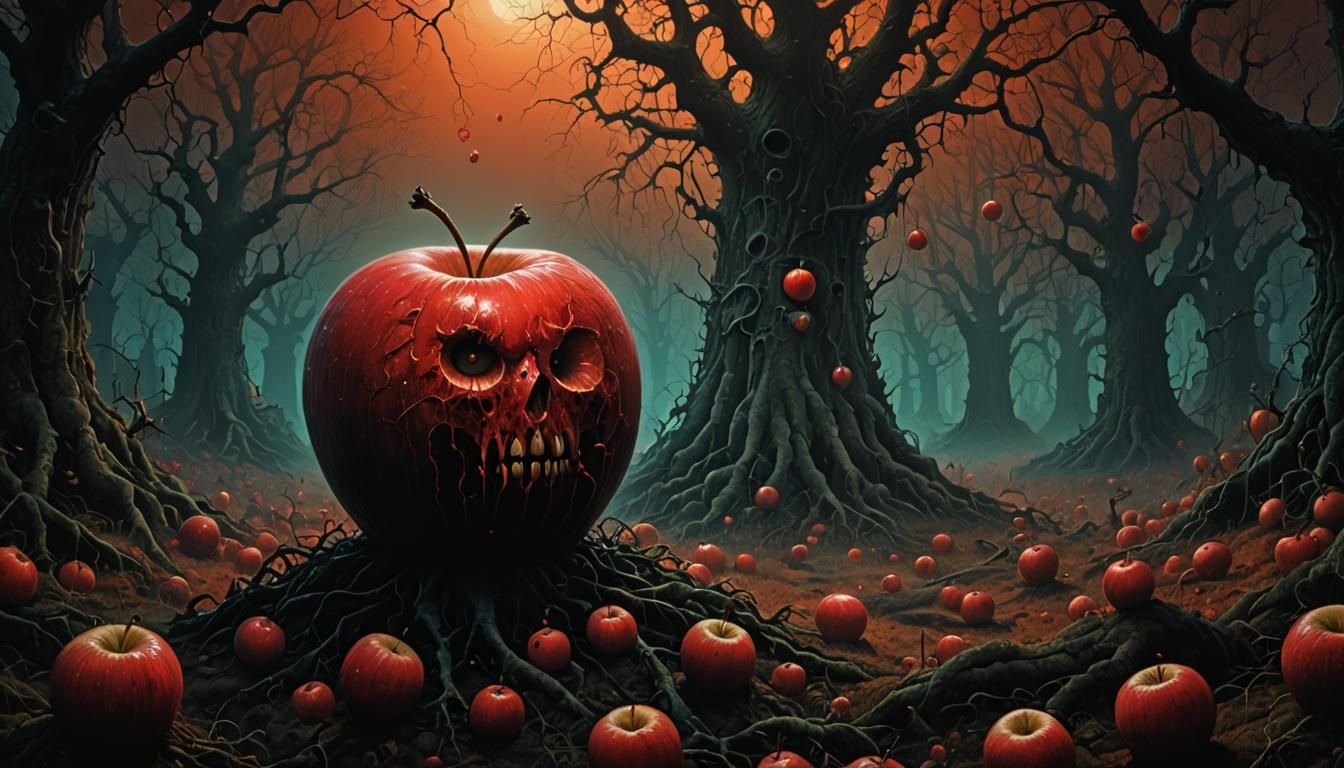 Poisonous Apple in Beksinski Style, 3D Render